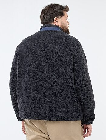 Sudadera efecto borreguito con cremallera bicolor