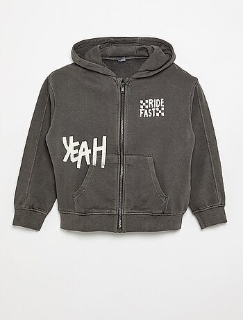 Sudadera efecto desgastado con capucha y bolsillos canguro
