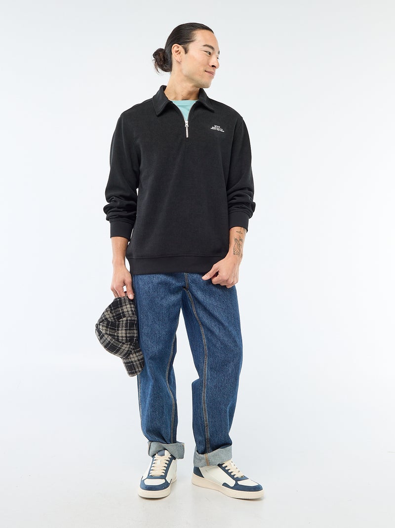 Sudadera en tejido gofrado Negro - Kiabi