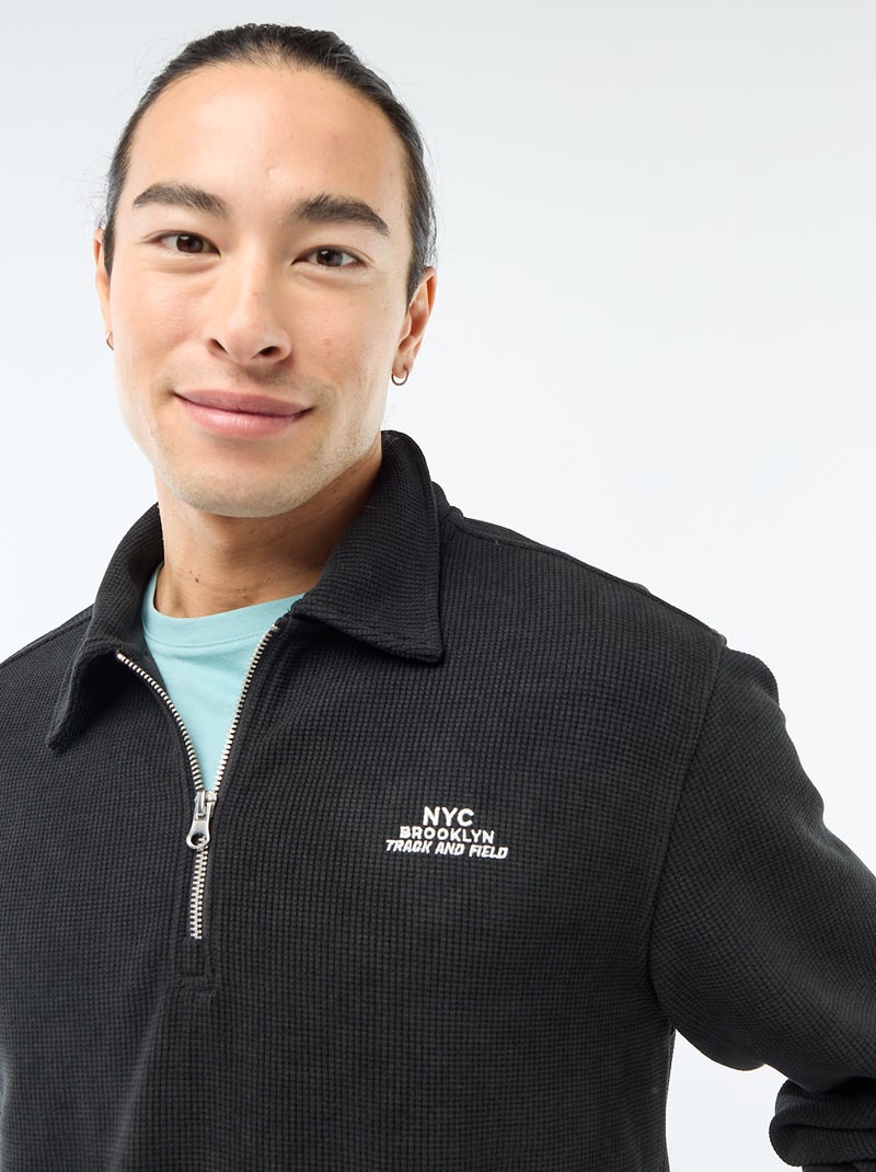 Sudadera en tejido gofrado Negro - Kiabi