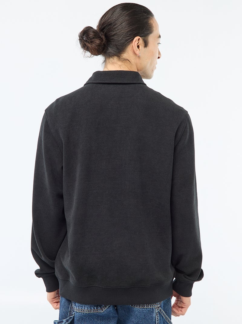 Sudadera en tejido gofrado Negro - Kiabi