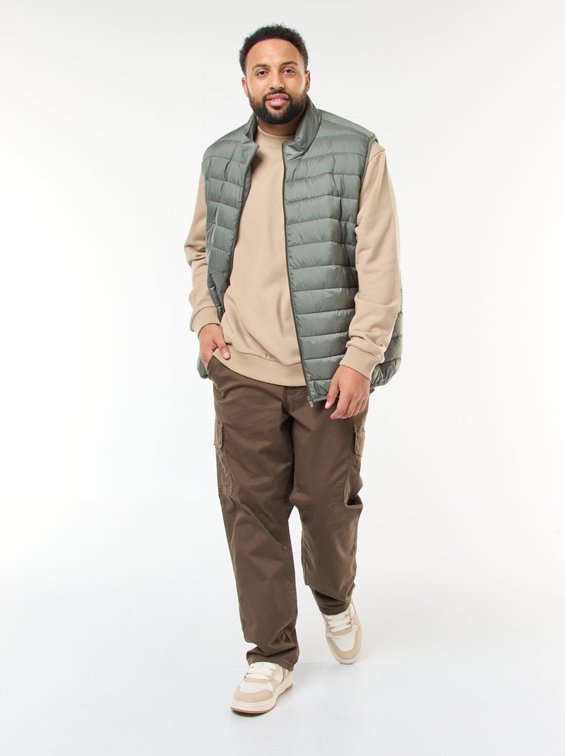 Sudadera estampada a doble cara en felpa ligera Beige - Kiabi