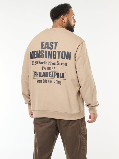 Sudadera estampada a doble cara en felpa ligera - Kiabi