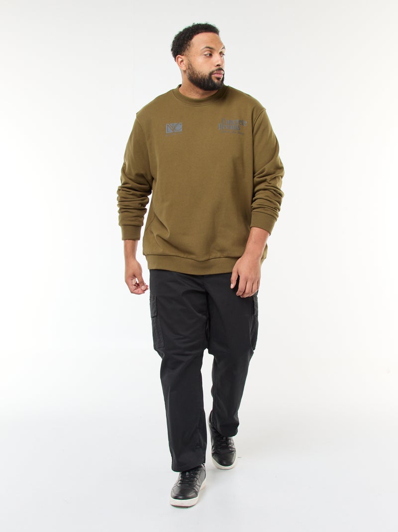 Sudadera estampada a doble cara en felpa ligera Verde - Kiabi