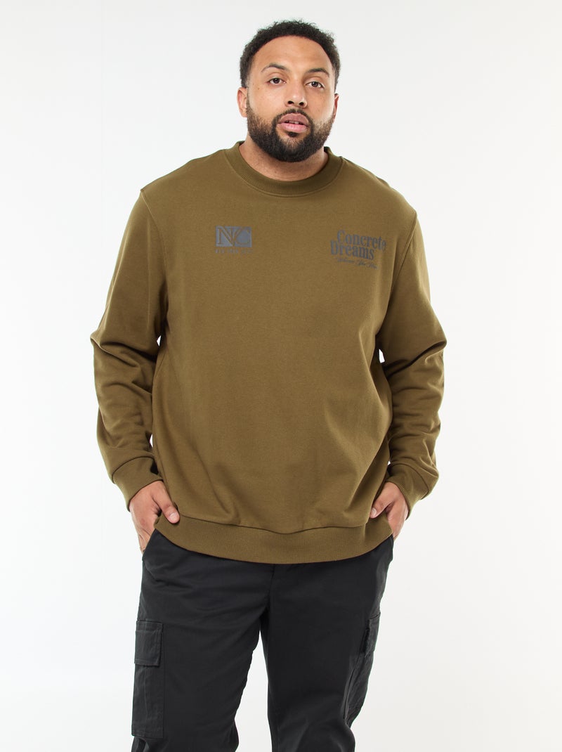 Sudadera estampada a doble cara en felpa ligera Verde - Kiabi