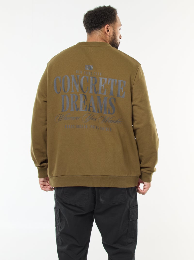 Sudadera estampada a doble cara en felpa ligera Verde - Kiabi