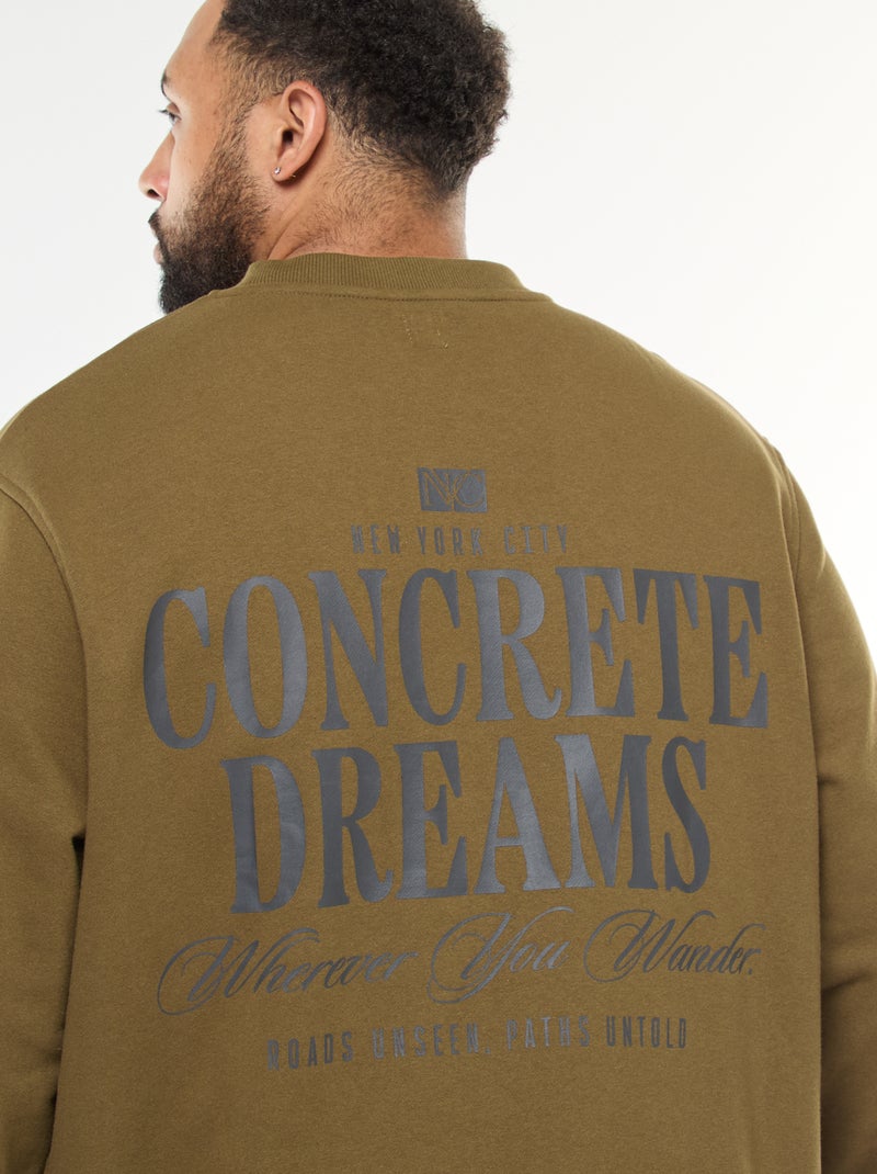 Sudadera estampada a doble cara en felpa ligera Verde - Kiabi