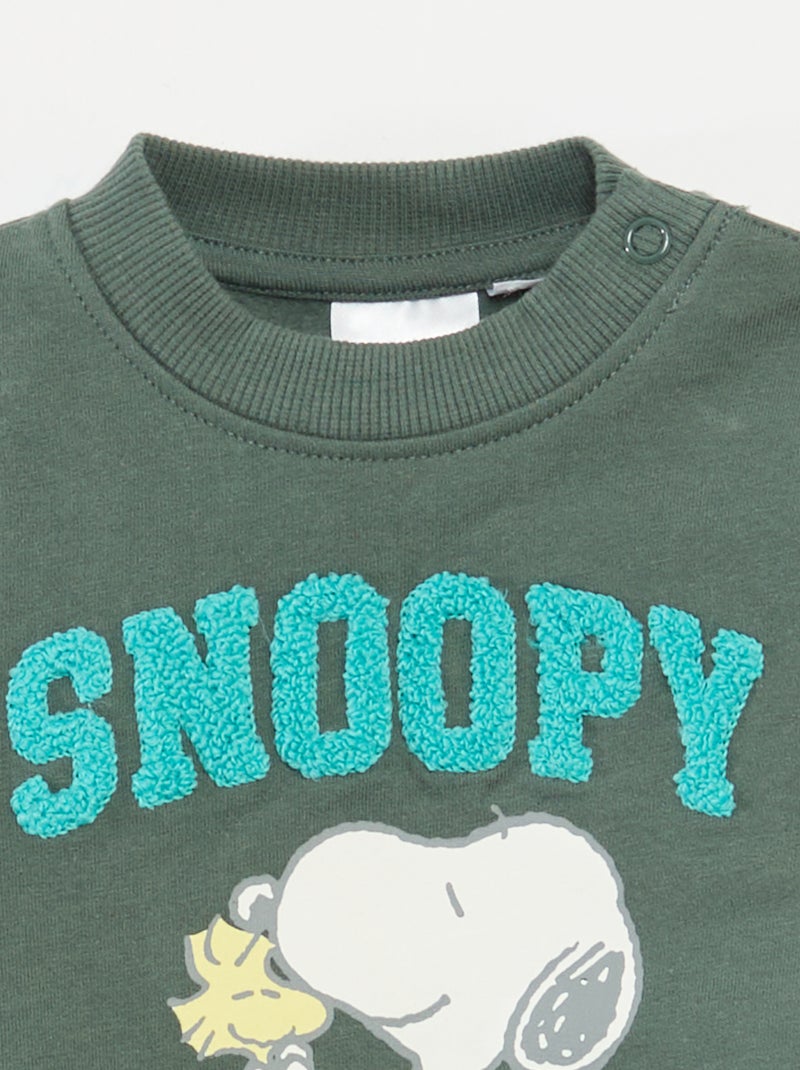 Sudadera estampada animada 'Snoopy' en polar de algodón Verde - Kiabi