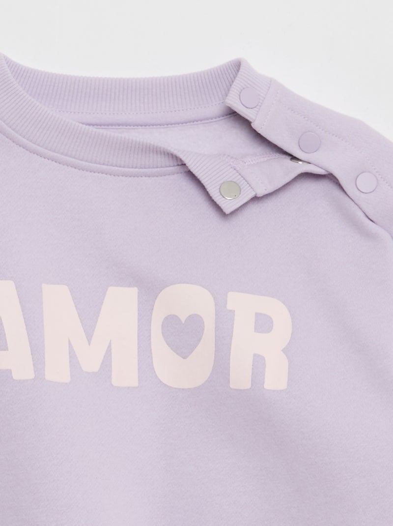 Sudadera estampada con botones a presión imantados en el hombro - colección fácil de poner Purpura - Kiabi