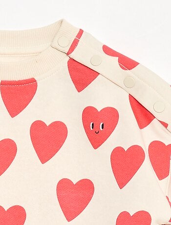 Sudadera estampada con botones a presión imantados en el hombro - Fácil de Poner