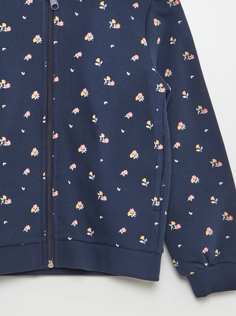 Sudadera estampada con cremallera AZUL - Kiabi