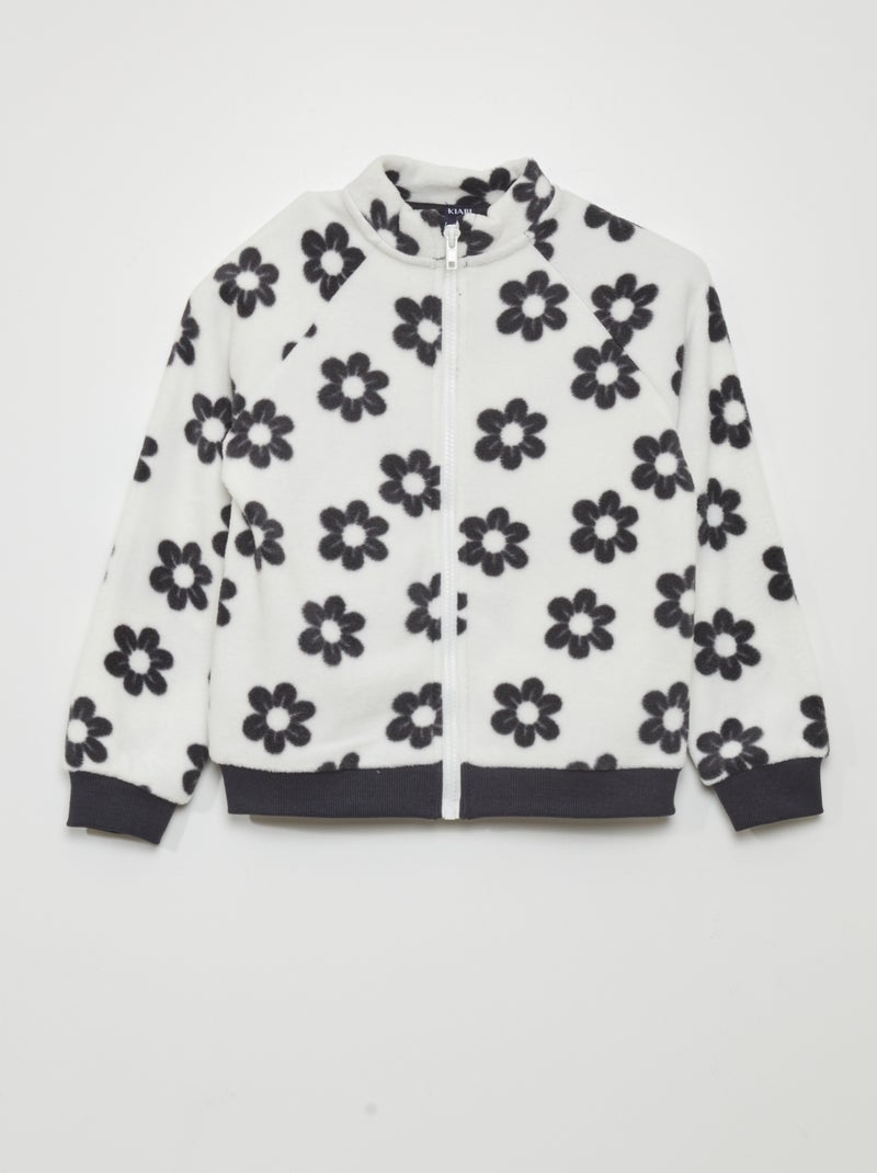 Sudadera estampada con cremallera de tejido polar BLANCO - Kiabi