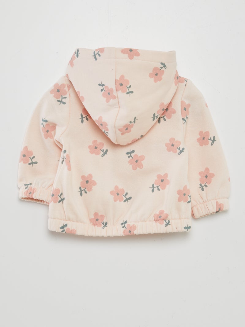 Sudadera estampada con cremallera y capucha ROSA - Kiabi