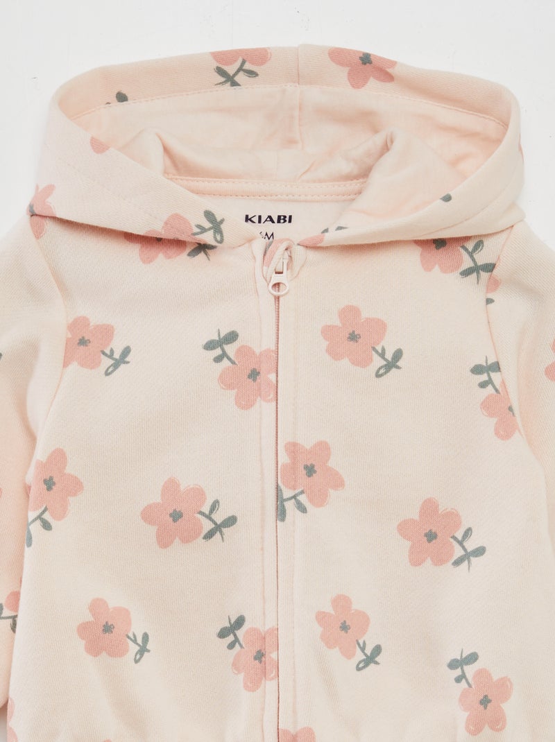 Sudadera estampada con cremallera y capucha ROSA - Kiabi
