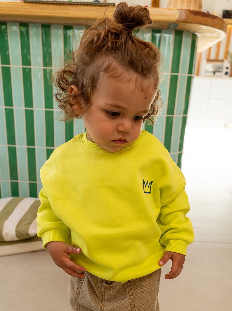 Sudadera estampada con cuello redondo - Hermano y hermana AMARILLO - Kiabi