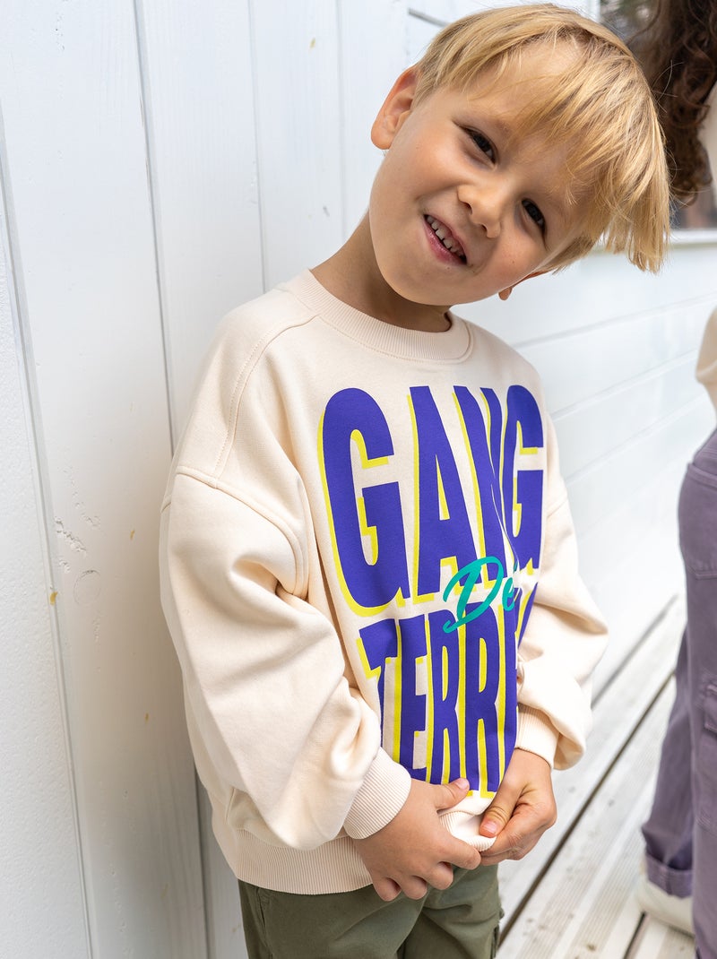 Sudadera estampada con cuello redondo - Hermano y hermana BLANCO - Kiabi