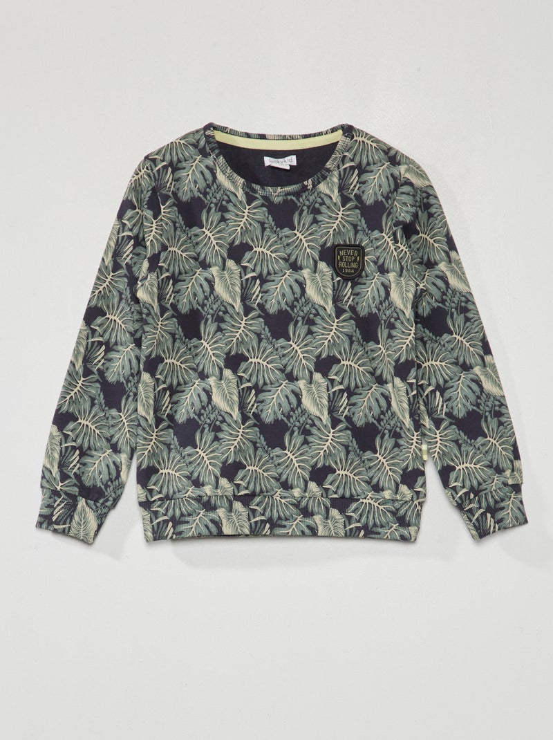 Sudadera estampada con cuello redondo azul - Kiabi