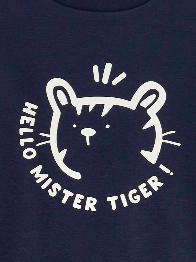 Sudadera estampada con cuello redondo AZUL - Kiabi