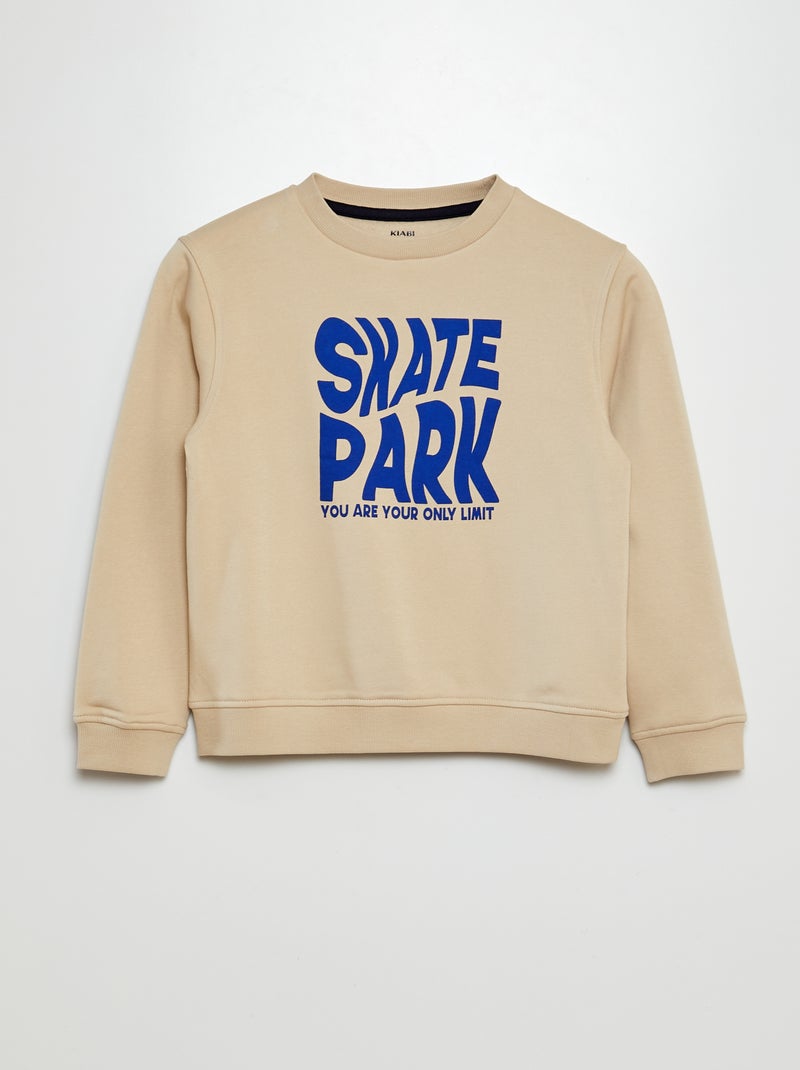 Sudadera estampada con cuello redondo BEIGE - Kiabi