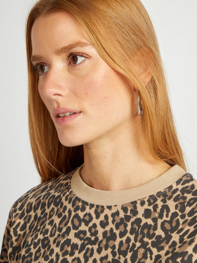 Sudadera estampada con cuello redondo BEIGE - Kiabi
