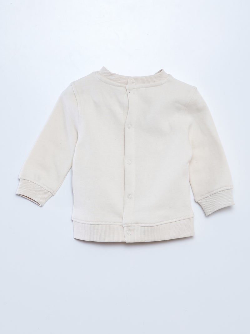 Sudadera estampada con cuello redondo BEIGE - Kiabi