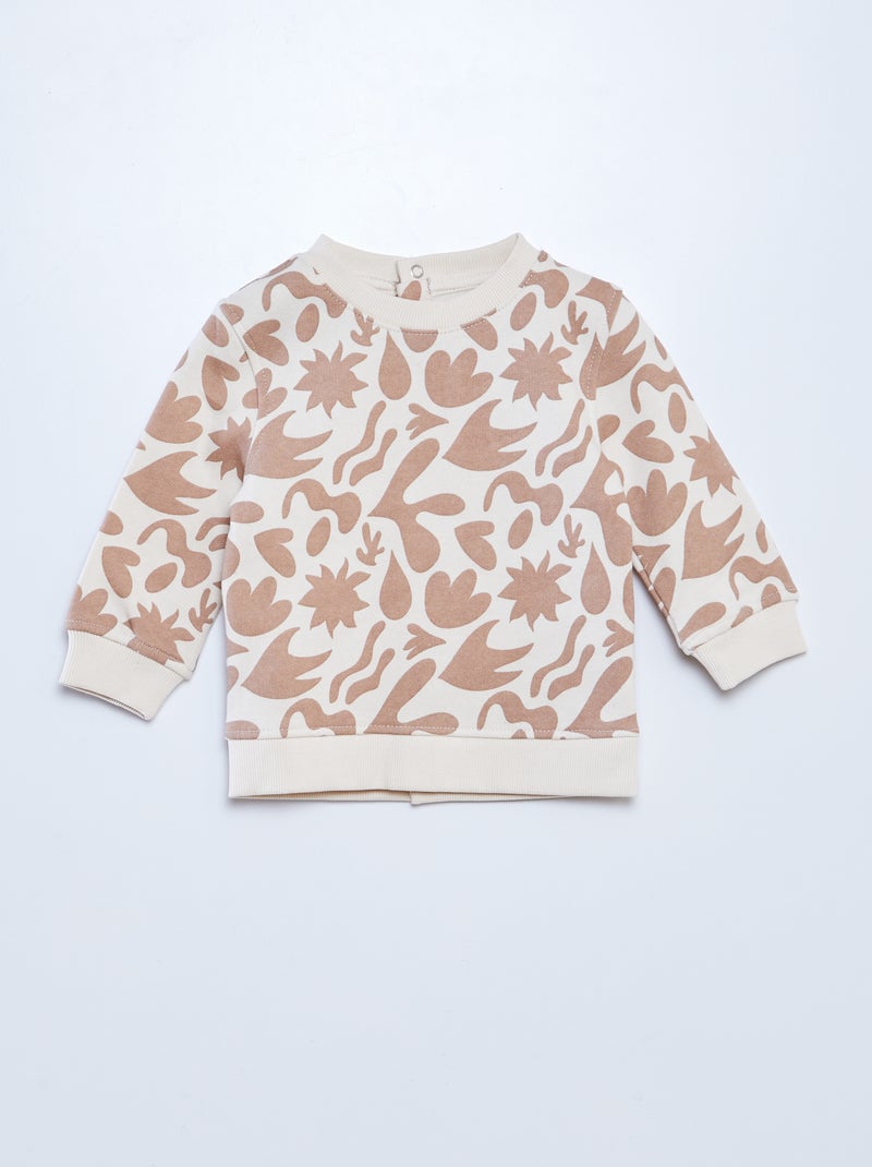 Sudadera estampada con cuello redondo BEIGE - Kiabi