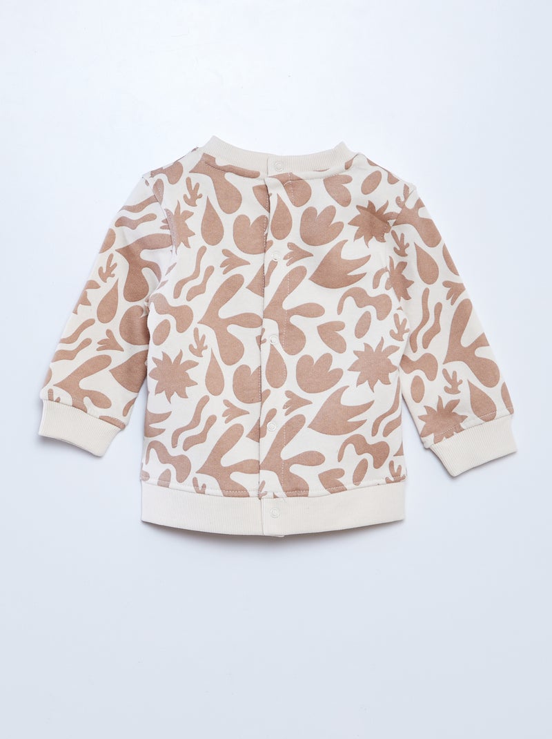 Sudadera estampada con cuello redondo BEIGE - Kiabi