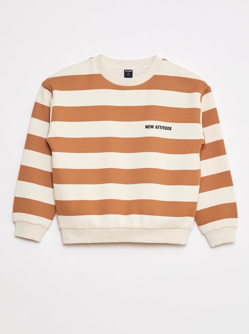 Sudadera estampada con cuello redondo Beige - Kiabi