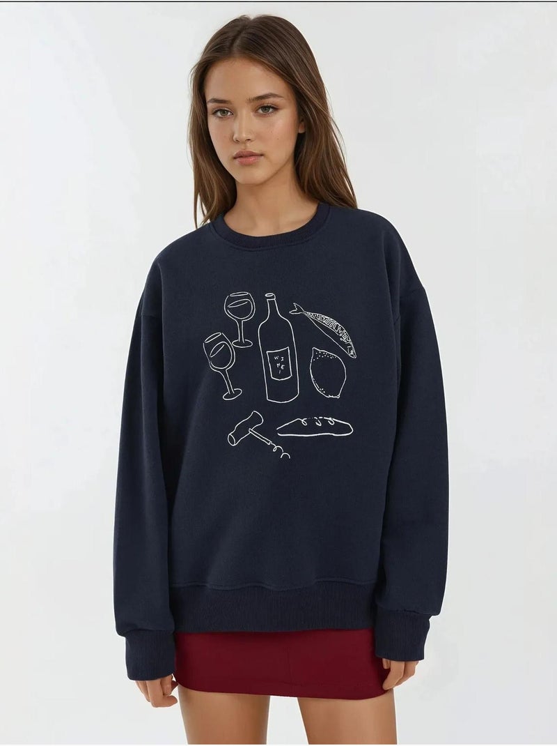 Sudadera estampada con cuello redondo hiccup Azul oscuro - Kiabi