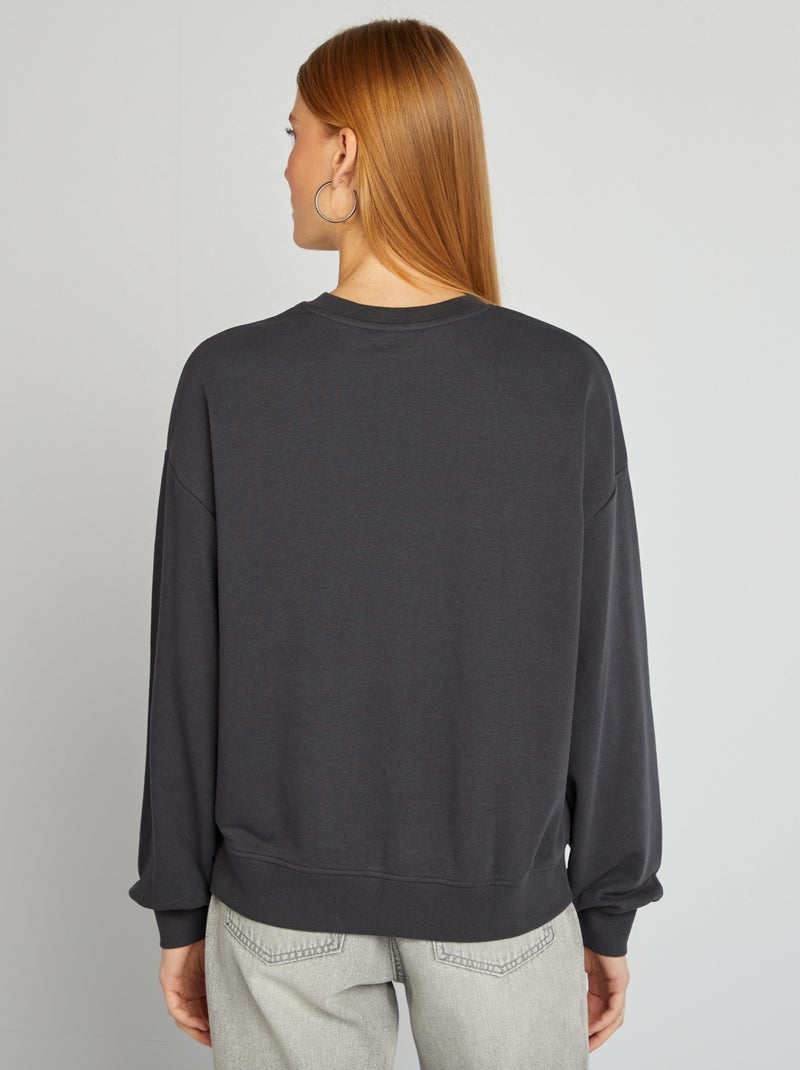 Sudadera estampada con cuello redondo NEGRO - Kiabi