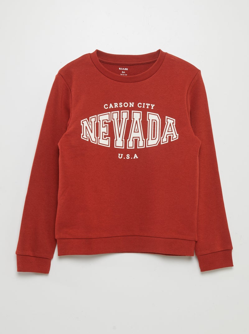 Sudadera estampada con cuello redondo ROJO - Kiabi