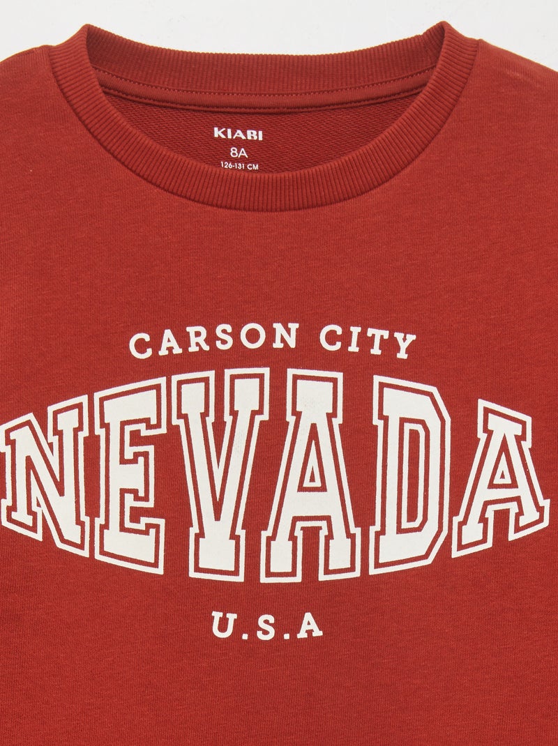 Sudadera estampada con cuello redondo ROJO - Kiabi