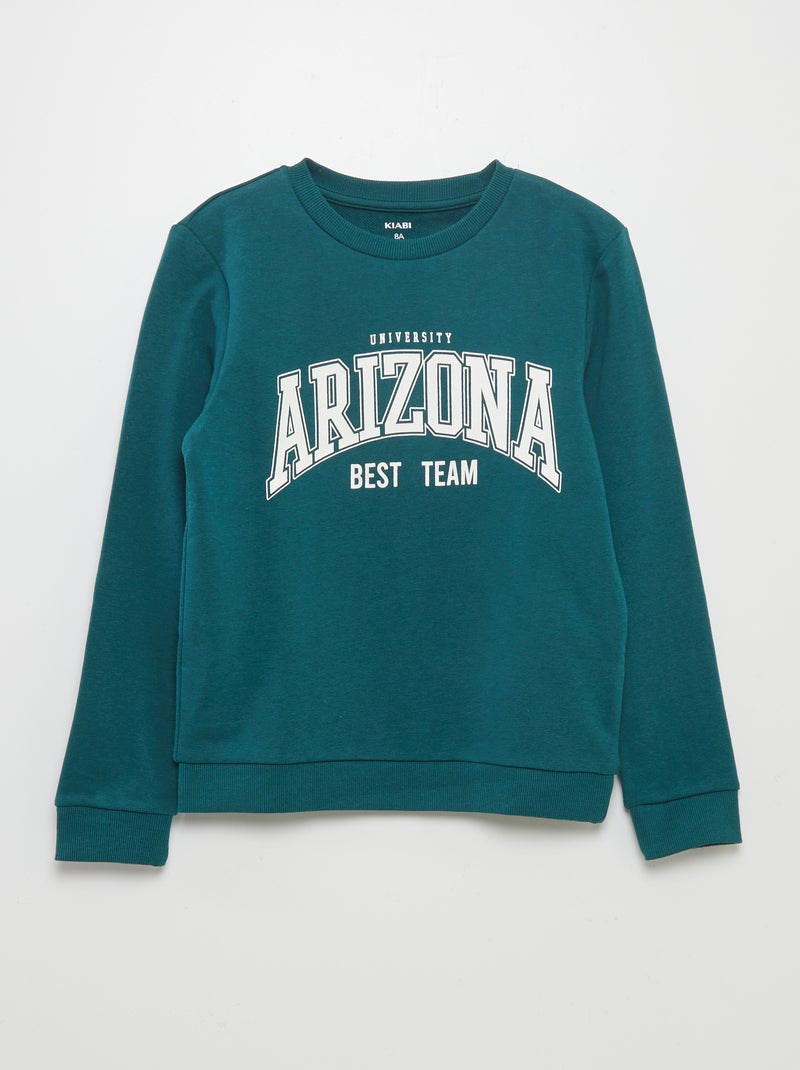 Sudadera estampada con cuello redondo VERDE - Kiabi