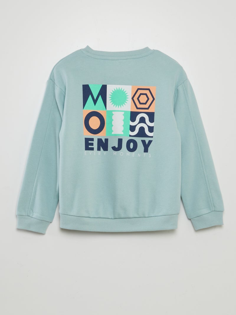 Sudadera estampada con cuello redondo y ancho AZUL - Kiabi