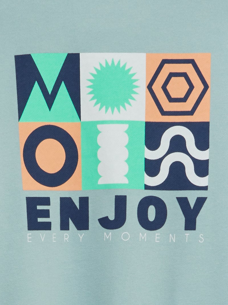 Sudadera estampada con cuello redondo y ancho AZUL - Kiabi