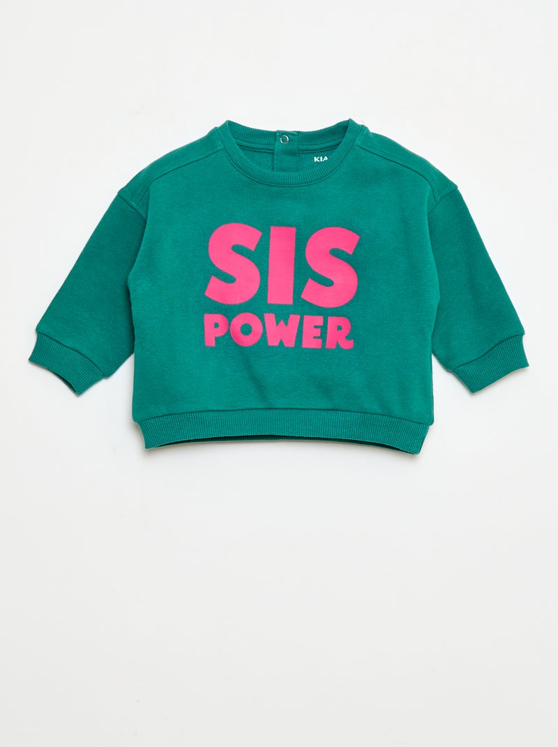 Sudadera estampada con diseño fantasía en felpa perchada Verde - Kiabi