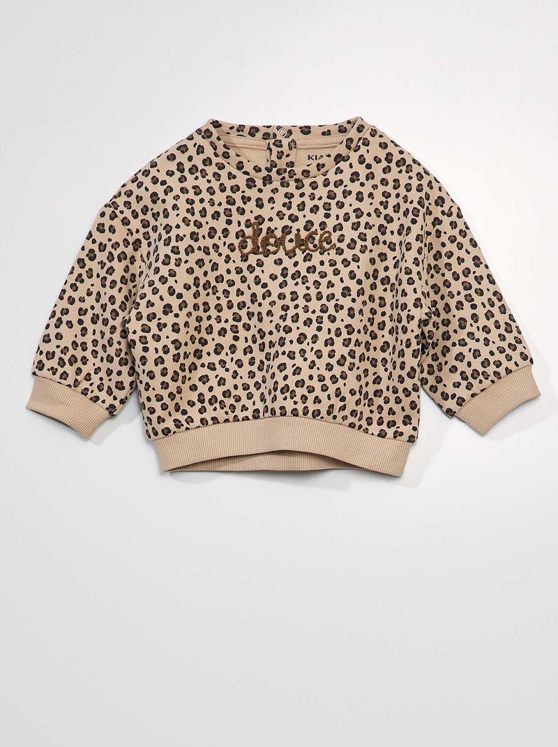 Sudadera estampada con mensaje bordado BEIGE - Kiabi