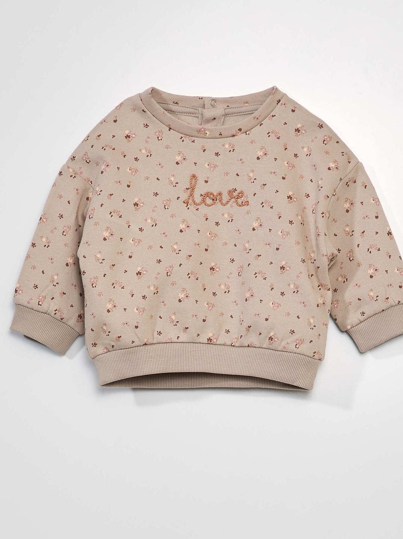Sudadera estampada con mensaje bordado ROSA - Kiabi