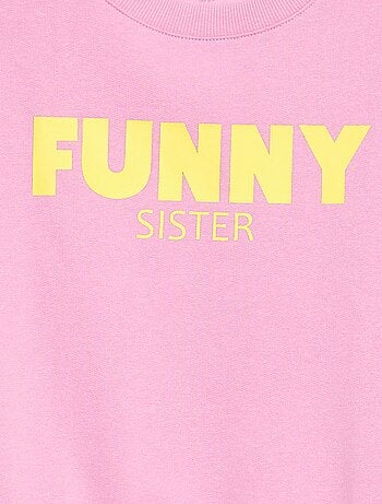 Sudadera estampada con mensaje 'sisters'