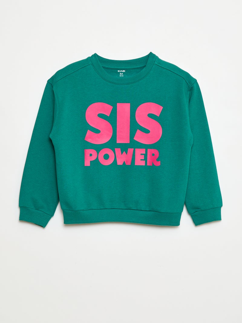 Sudadera estampada con mensaje 'sisters' Verde - Kiabi