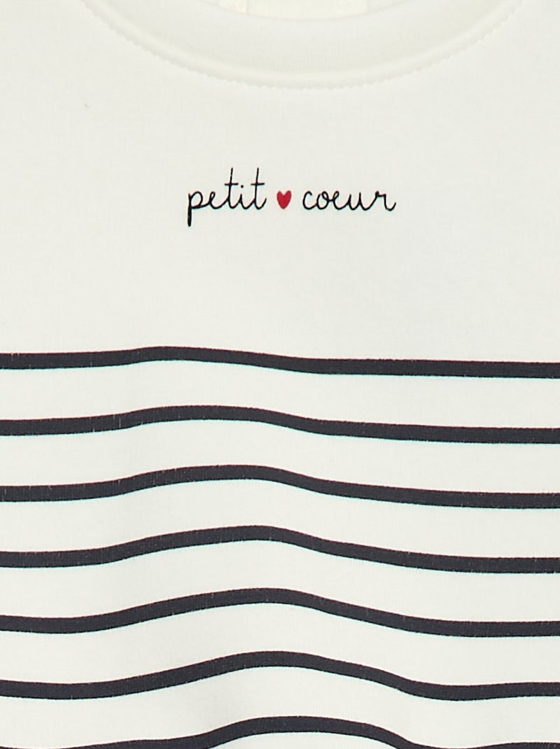 Sudadera estampada cuello redondo Blanco - Kiabi