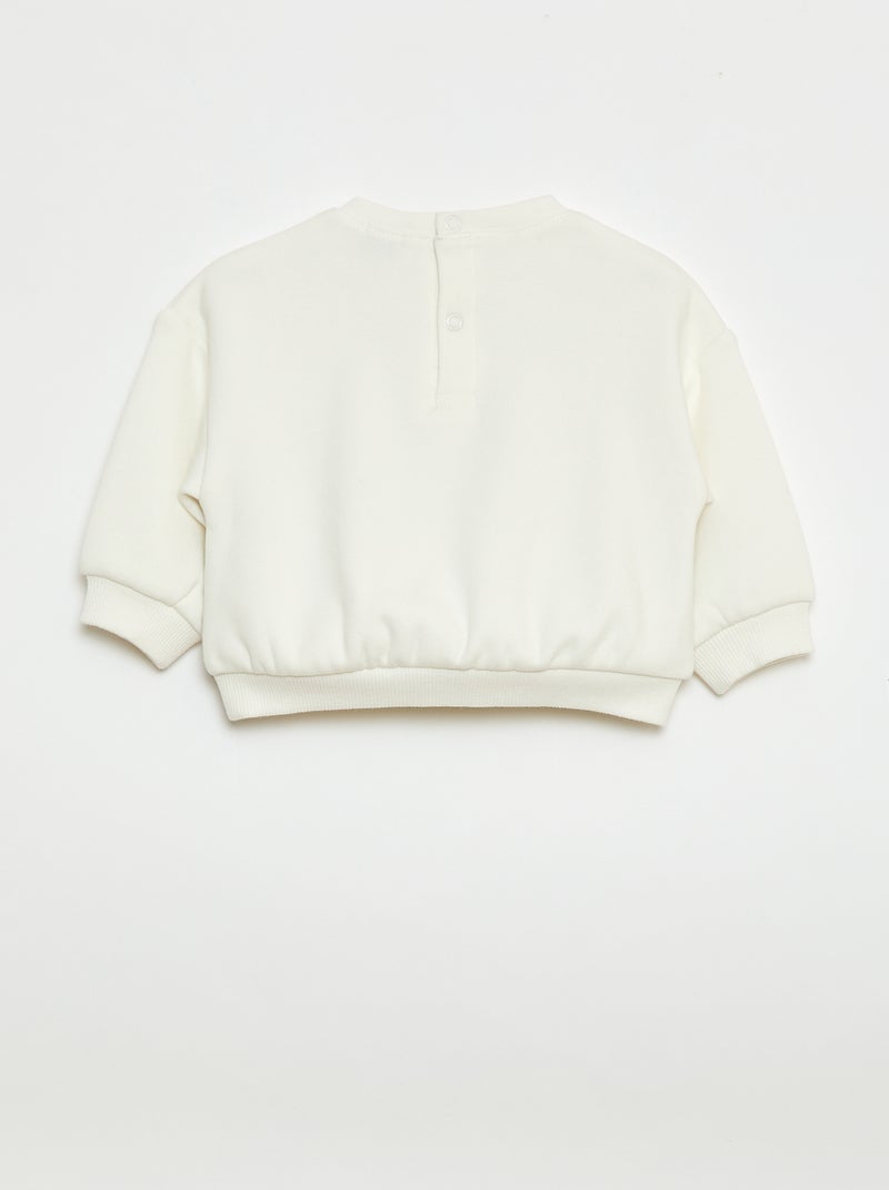 Sudadera estampada cuello redondo Blanco - Kiabi