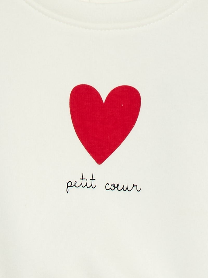 Sudadera estampada cuello redondo Blanco - Kiabi