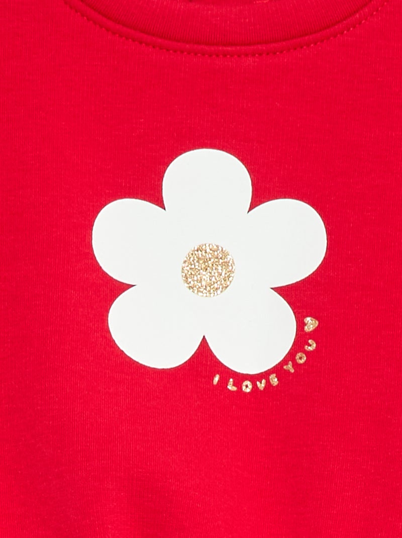Sudadera estampada cuello redondo Rojo - Kiabi
