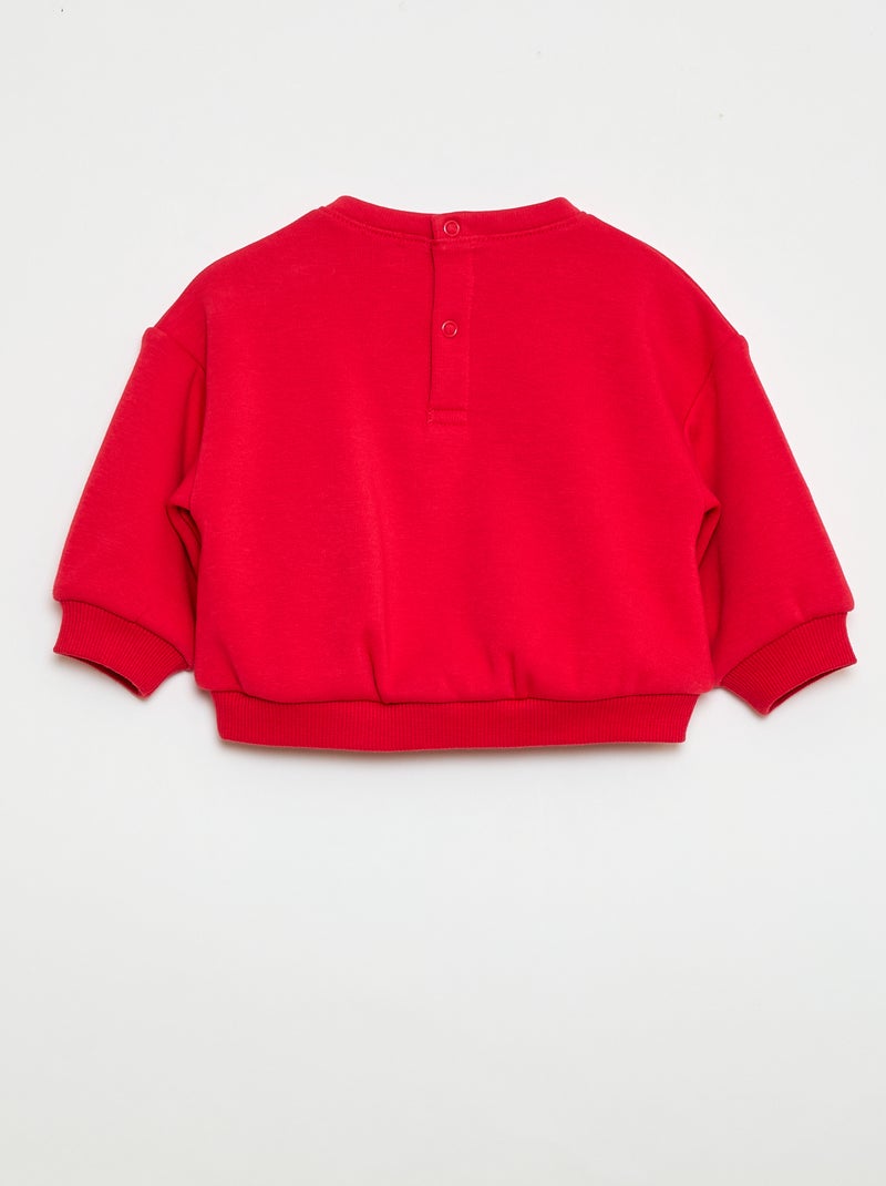 Sudadera estampada cuello redondo Rojo - Kiabi