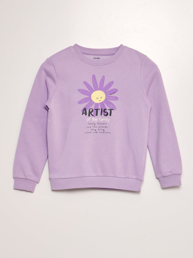 Sudadera estampada de chándal con cuello redondo PURPURA - Kiabi