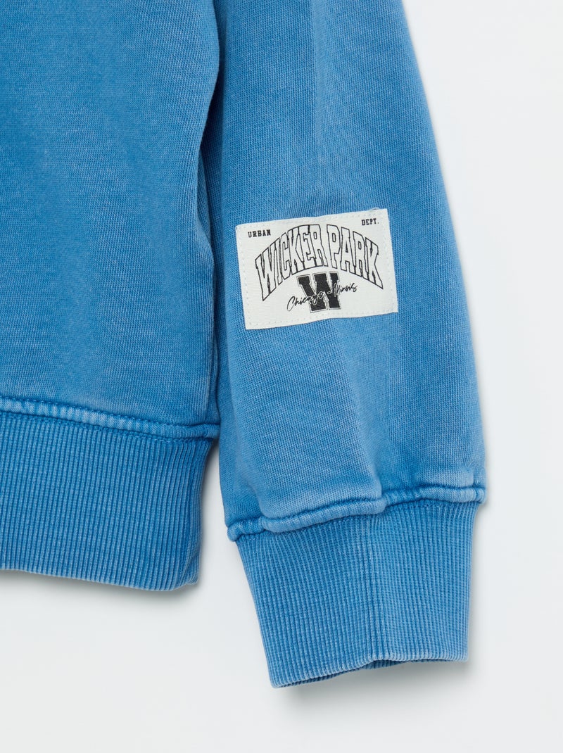 Sudadera estampada de felpa francesa Azul - Kiabi