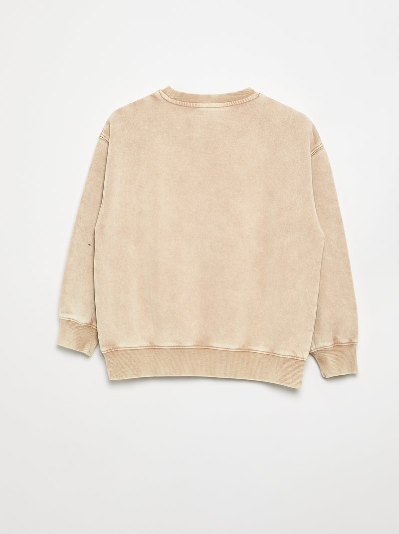 Sudadera estampada de felpa francesa Beige - Kiabi