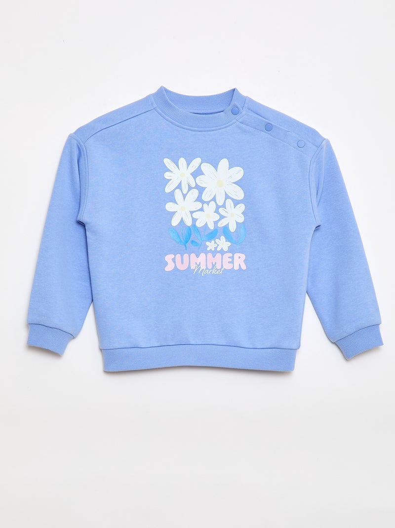 Sudadera estampada de felpa ligera - Colección fácil de poner Azul - Kiabi