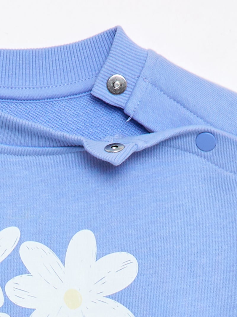 Sudadera estampada de felpa ligera - Colección fácil de poner Azul - Kiabi